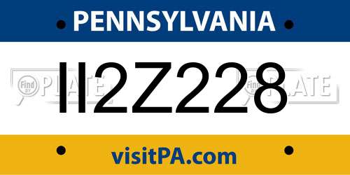 II2Z228 Pennsylvania License Plate
