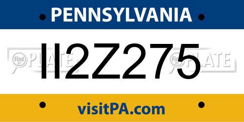 II2Z275 Pennsylvania License Plate