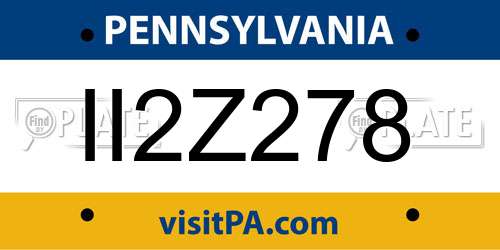 II2Z278 Pennsylvania License Plate
