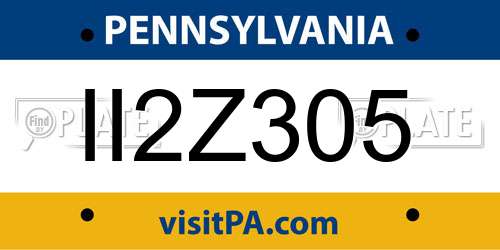 II2Z305 Pennsylvania License Plate