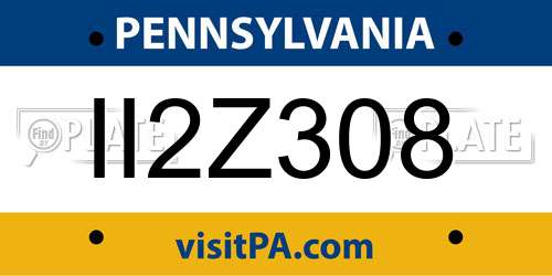 II2Z308 Pennsylvania License Plate
