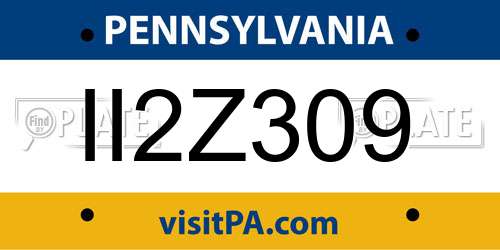 II2Z309 Pennsylvania License Plate