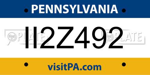 II2Z492 Pennsylvania License Plate