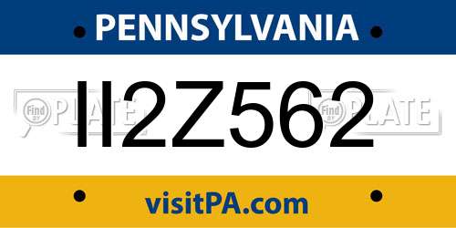 II2Z562 Pennsylvania License Plate