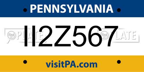 II2Z567 Pennsylvania License Plate