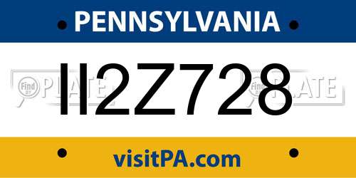 II2Z728 Pennsylvania License Plate