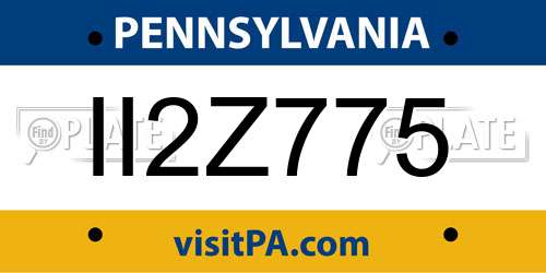 II2Z775 Pennsylvania License Plate