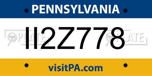 II2Z778 Pennsylvania License Plate
