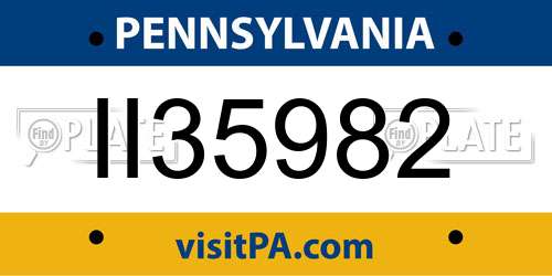 II35982 Pennsylvania License Plate