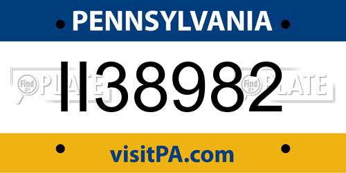 II38982 Pennsylvania License Plate