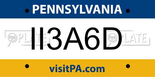 II3A6D Pennsylvania License Plate