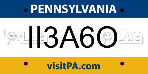 II3A6O Pennsylvania License Plate