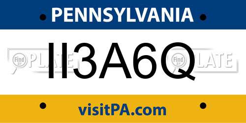 II3A6Q Pennsylvania License Plate