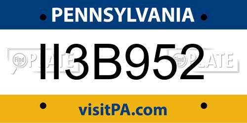 II3B952 Pennsylvania License Plate