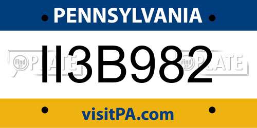 II3B982 Pennsylvania License Plate