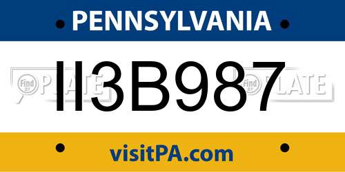 II3B987 Pennsylvania License Plate