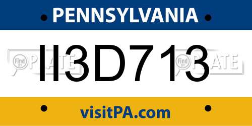 II3D713 Pennsylvania License Plate