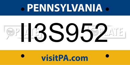 II3S952 Pennsylvania License Plate