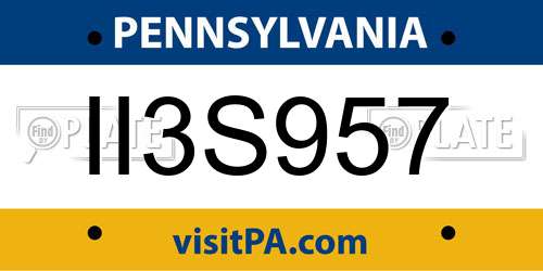 II3S957 Pennsylvania License Plate
