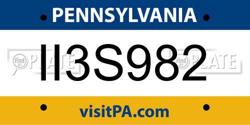 II3S982 Pennsylvania License Plate