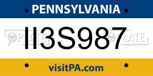 II3S987 Pennsylvania License Plate