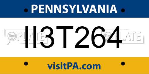 II3T264 Pennsylvania License Plate