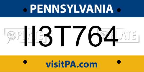 II3T764 Pennsylvania License Plate
