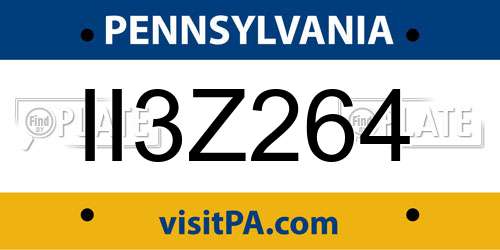 II3Z264 Pennsylvania License Plate