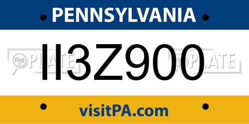 II3Z900 Pennsylvania License Plate