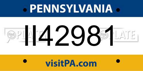 II42981 Pennsylvania License Plate