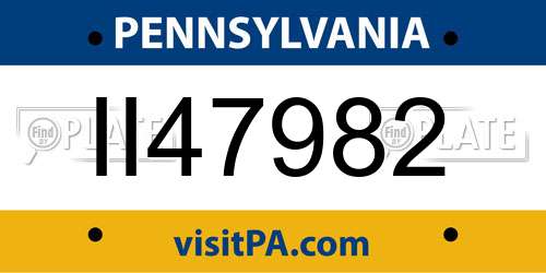 II47982 Pennsylvania License Plate