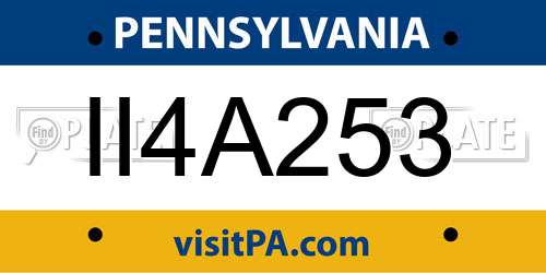 II4A253 Pennsylvania License Plate