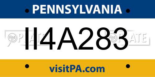 II4A283 Pennsylvania License Plate