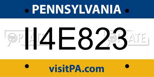 II4E823 Pennsylvania License Plate