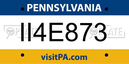 II4E873 Pennsylvania License Plate