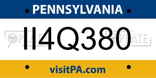 II4Q380 Pennsylvania License Plate