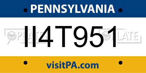 II4T951 Pennsylvania License Plate