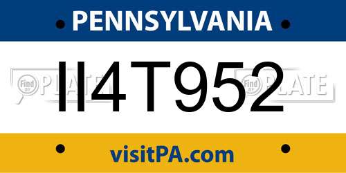 II4T952 Pennsylvania License Plate