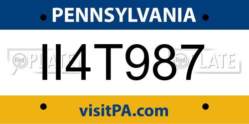 II4T987 Pennsylvania License Plate
