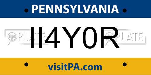 II4Y0R Pennsylvania License Plate