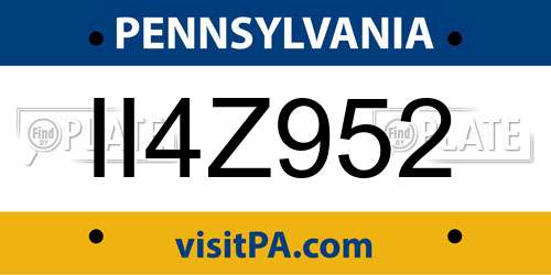 II4Z952 Pennsylvania License Plate