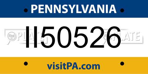 II50526 Pennsylvania License Plate