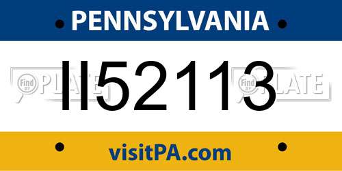 II52113 Pennsylvania License Plate