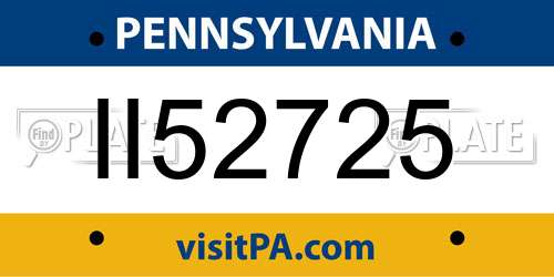 II52725 Pennsylvania License Plate