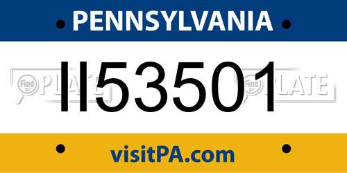 II53501 Pennsylvania License Plate