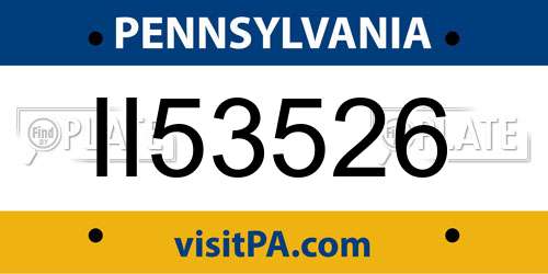 II53526 Pennsylvania License Plate