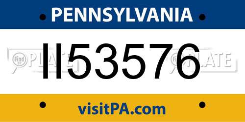 II53576 Pennsylvania License Plate