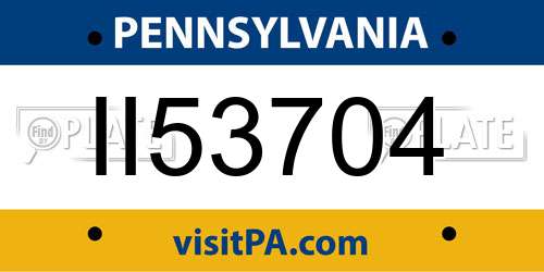 II53704 Pennsylvania License Plate