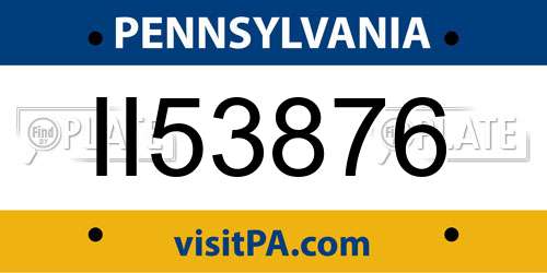 II53876 Pennsylvania License Plate