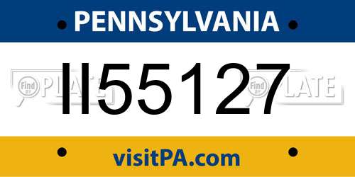 II55127 Pennsylvania License Plate